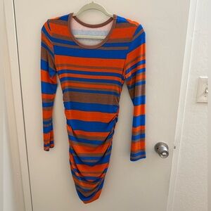 Orange stripe bodycon dress
